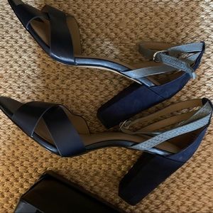 Halston Heritage Blue Block Heels